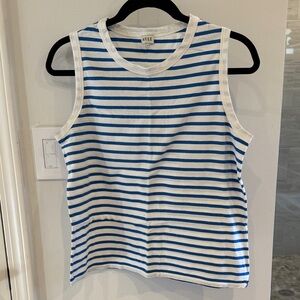 KULE White and Blue Striped Sleeveless Tank